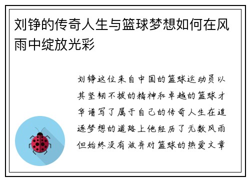 刘铮的传奇人生与篮球梦想如何在风雨中绽放光彩